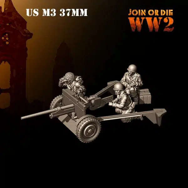 Set Pistola M3 37mm US WW2 &ndash; Kit Equipaggio In 28mm - Bolt Action - Gi&agrave; Dipinto!